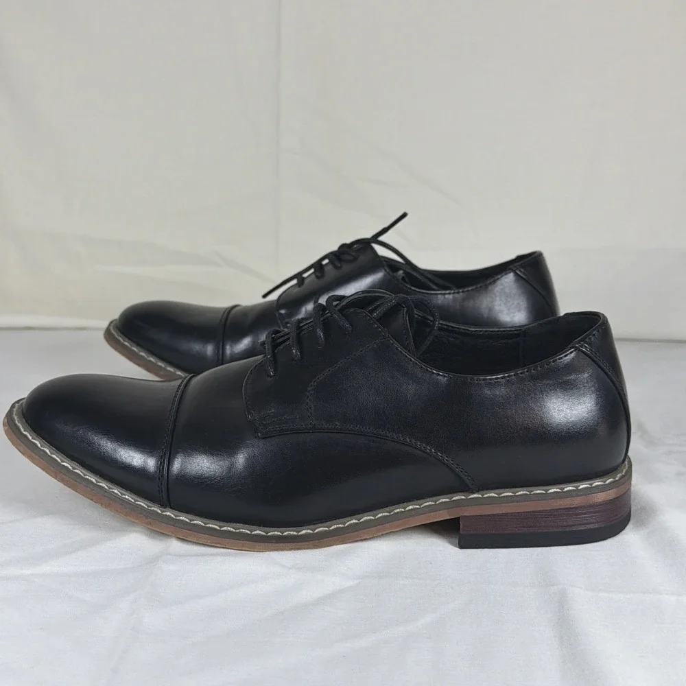 Vostey Men's Wingtip Brogue Oxford Dress Shoes Black Lace-Up Size 8 Classic